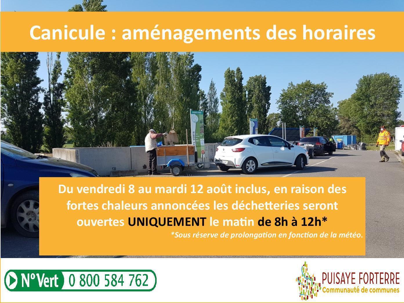 Déchetteries 8 au 12 08 2025