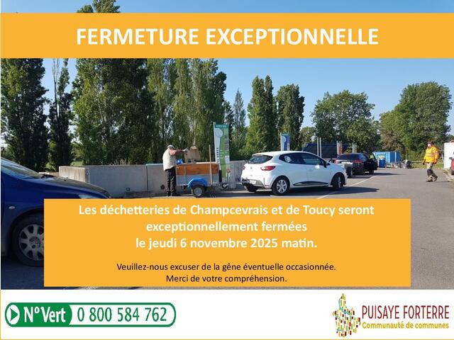 Fermeture déchetterie 06 11 2025